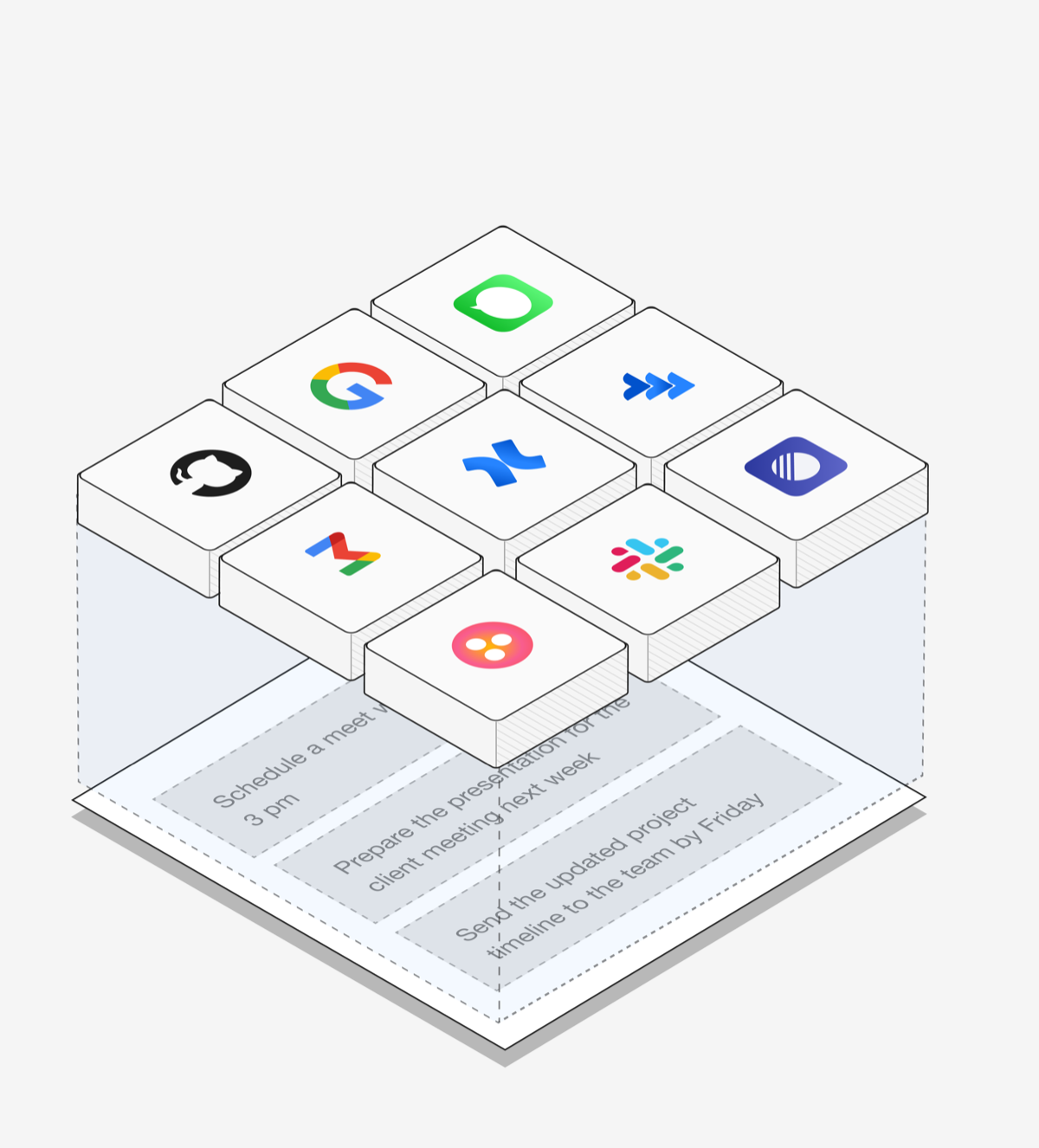 isometric illustration of libra ai integrations